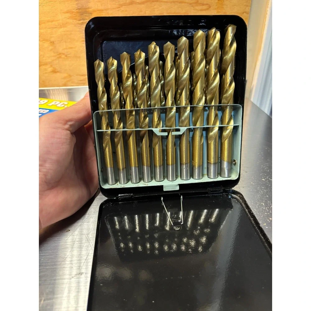 NWT Drill Master 29 PC Titanium Nitride Coated Drill Bit Set With Case